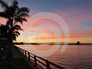 Bridge over the Manatee River at sunset