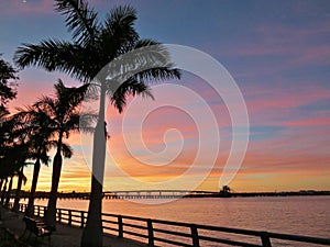 Bridge over the Manatee River at sunset