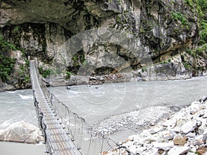 Bridge over Marsyangdi river near Tal village - Nepal