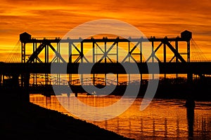 Bridge over the Missouri River at Berkley park on the sunset