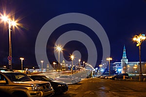 Bridge over Moscow river. Bolshoi Zamoskvoretsky bridge night Moscow