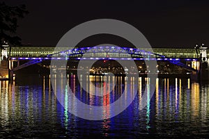Bridge over the Moscow river at night