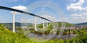 Bridge over Moselle river panorama in Zeltingen Germany