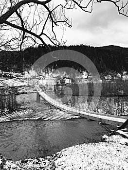 Bridge over the mountain river in Yaremche, Carpathians, Ukraine