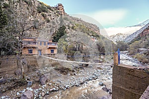 Bridge over Ourika river in High Atlas Mountains,  Morocco