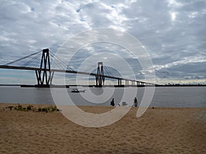 Bridge over parana river in corrientes in argentina photo