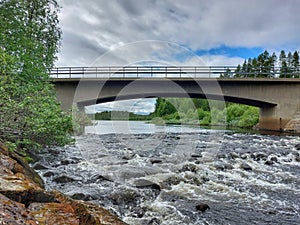 Bridge over rapids in a northern Swedish river