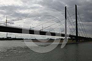 Bridge over the Rhine River in Dusseldorf, Germany.