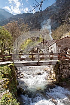 Bridge over the river in Bulnes