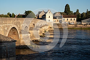 Bridge over the River Cher in the town of Montrichard in the Loire Valley, France.