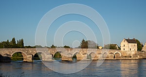 Bridge over the River Cher in the town of Montrichard in the Loire Valley, France.