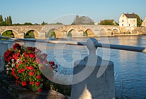 Bridge over the River Cher in the town of Montrichard in the Loire Valley, France.