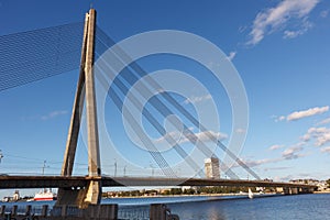 Bridge over river Daugava in Riga Latvia
