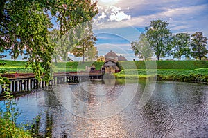 Bridge over river and entrance to the Norways Gate from Norways Reduit to citadel Kastellet. Copenhagen