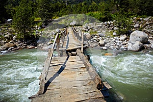 Bridge over river in Himalayas