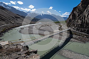 Bridge over river, Landscape from Karakoram Highway, Gilgit Baltistan, north of Pakistan