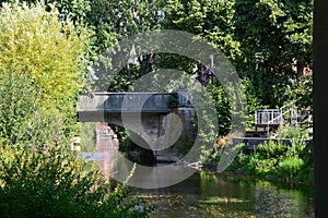 Bridge over the River Leine in the Old Town of Neustadt am Ruebenberge, Lower Saxony