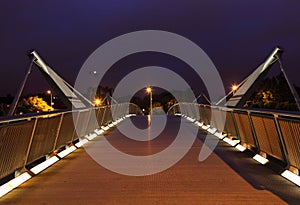 Bridge over River Liffey at night.