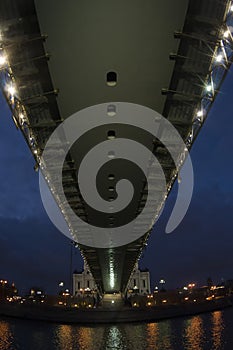Bridge over river. Bottom view