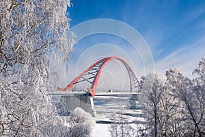 The bridge over the river Ob in Novosibirsk. photo