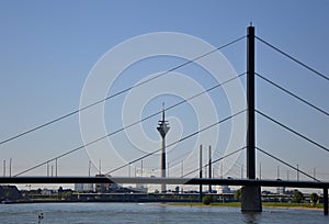 Bridge over the River Rhine, Duesseldorf, North Rhine - Westphalia