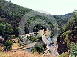 Bridge over river Sauer in village Esch-sur-Sure in the Ardennes of Luxembourg