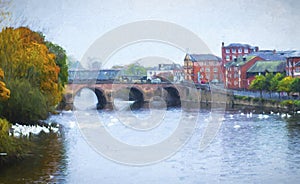 Bridge over the River Severn, Worcester Painting