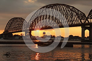 Bridge over river at Sunset