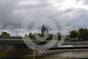 Bridge over the River Weser in the the Town Hamelin, Lower Saxony