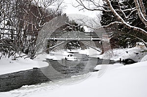 Bridge over river in Winter