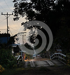 Bridge over the small river @ Sungai Kunyit, Kalimantan, Indonesia.