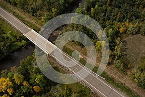 Bridge Over the Snake River in Autumn Forest