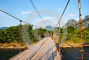 bridge over song river in Vang Vieng,Laos