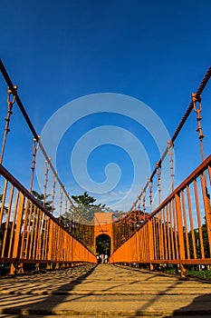 Bridge over song river, vang vieng, laos