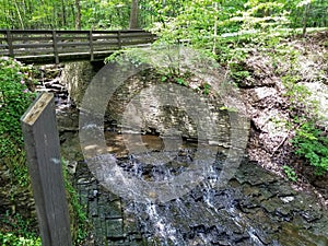 Bridge over a stream in the middle of the woods of the Cleveland Metroparks in Ohio