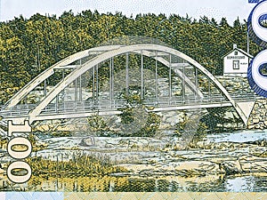 Bridge over the stream from money