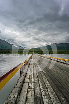 Bridge over Susitna river under the clouds