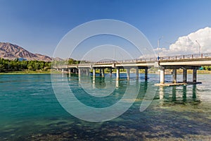 Bridge over Syr Darya river in Khujand, Tajikist