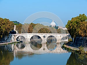 Bridge over the Tiber river, Rome