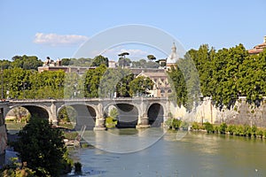 Bridge over Tiber river, Rome, Italy