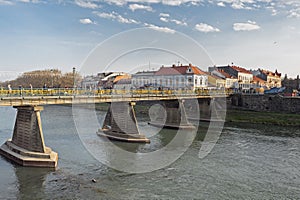 Bridge over Uzh river in Uzhhorod, Ukraine