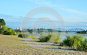 Bridge over Vistula river. Transportation infrastructure in Grudziadz.