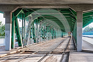 Gdanski Bridge over Wisla river in Warsaw, Poland photo