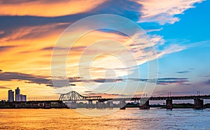 Sunset on Long Bien Bridge photo