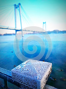 Bridge over the Yenisei river. Krasnoyarsk Siberia