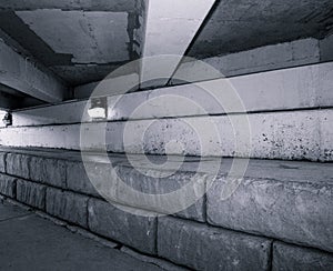 Bridge overpassing walking trail in a park photo