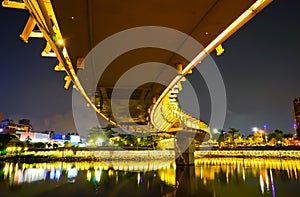 Bridge in a park at night in Kaohsiung, Taiwan.