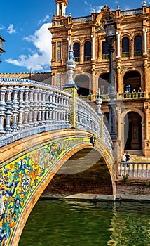 Bridge at the Plaza de Espana in Seville, Spain photo