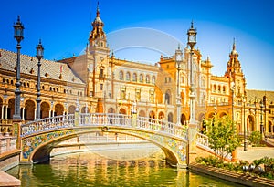 Bridge of Plaza de Espana, Seville, Spain photo