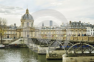 Bridge Pont des Arts across river Seine in Paris.